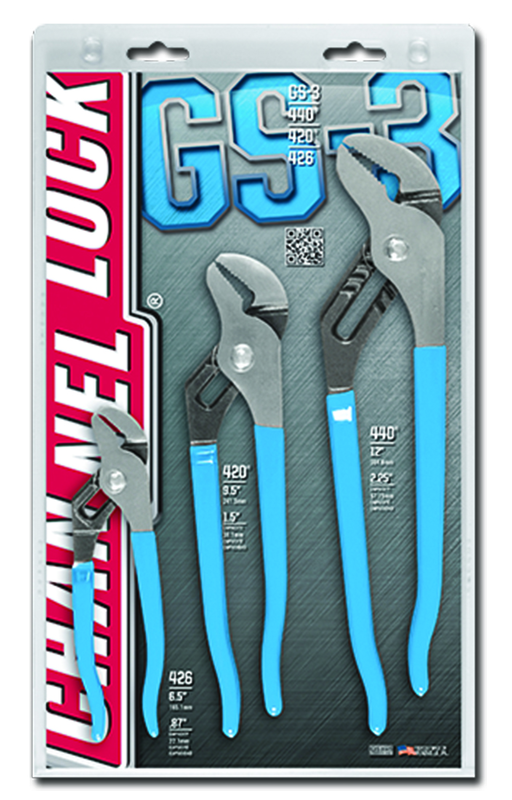 Channellock Tongue & Groove Plier Set -- #GS3; 3 Pieces; Includes: 6-1/2"; 9-1/2"; 12" - All Tool & Supply