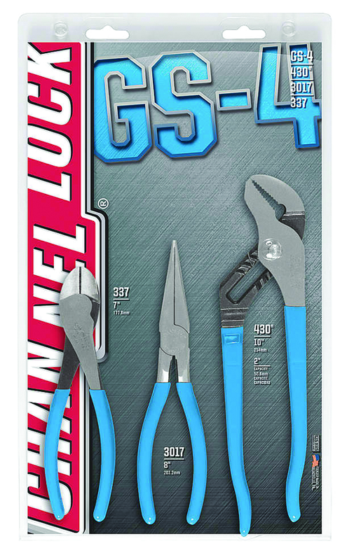 Channellock Combo Pliers Set -- #GS4; 3 Pieces; Includes: 7-1/2" Long Nose; 7" Cutting; 10" Tongue & Groove - All Tool & Supply