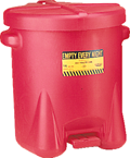 #933FL -- 6 Gallon Poly Oily Waste Can -- Self closing lid with foot lever -- Red HDPE - All Tool & Supply