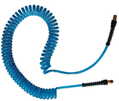 #PUE1415BT - 1/4 MPT x 15 Feet - Transparent Blue Polyurethane - 2 Swivel Fitting(s) - Self-Storing Hose - All Tool & Supply