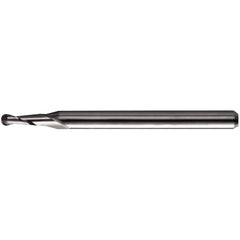 ‎0.093″ Dia. × 1/8″ Shank × 0.279″ DOC × 2-1/2″ OAL, Carbide TA, Spiral , 2 Flute, 30° Helix, Ballnose End Mill - Exact Industrial Supply