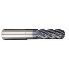 1/2" Dia. - 5/8" LOC - 6 OAL 5 FL Ball Nose Carbide End Mill-AlCrN-X - All Tool & Supply