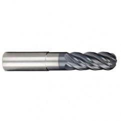 1/4" Dia. - 3/8" LOC - 2-1/2" OAL - Ball Nose 5 FL Carbide S/E HP End Mill-AlCrNX - All Tool & Supply