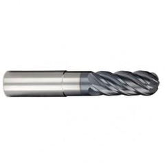 1/4" Dia. - 3/8" LOC - 2-1/2" OAL - Ball Nose 5 FL Carbide S/E HP End Mill-AlCrNX - All Tool & Supply