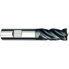 3/8 Dia. x 3 Overall Length 4-Flute Square End Solid Carbide SE End Mill-Weldon Shank-Center Cut-AlCrN-X - All Tool & Supply