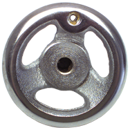 Polished Chrome Plated Handwheel - 12'' Wheel Diameter; 2-5/32'' Hub Diameter; 1/2-13 Threaded Handle Hole; 3/4'' Threaded Center Hole - All Tool & Supply