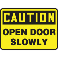 Sign, Caution Open Door Slowly, 10″ × 14″, Vinyl - All Tool & Supply