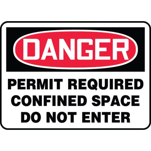 Sign, Danger Permit Required Confined Space Do Not Enter, 7″ × 10″, Aluminum - All Tool & Supply