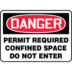 Sign, Danger Permit Required Confined Space Do Not Enter, 10″ × 14″, Aluminum - All Tool & Supply