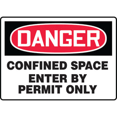 Sign, Danger Confined Space Enter By Permit Only, 10″ × 14″, Aluminum - All Tool & Supply