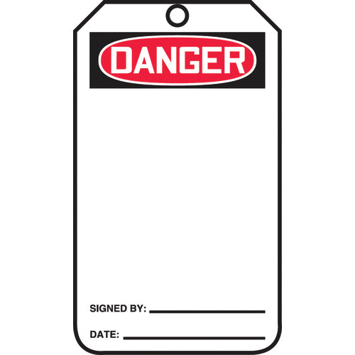 Safety Tag, Danger (Blank), 25/Pk, Cardstock - All Tool & Supply