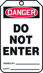 Safety Tag, Danger Do Not Enter , 25/Pk, Plastic - All Tool & Supply