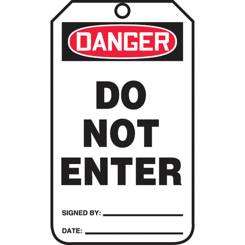 Safety Tag, Danger Do Not Enter , 25/Pk, Cardstock - All Tool & Supply