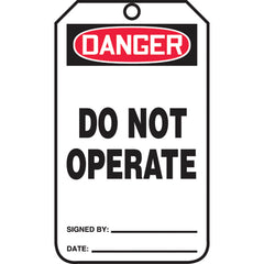 Safety Tag, Danger Do Not Operate , 25/Pk, Cardstock - All Tool & Supply