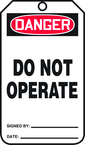 Safety Tag, Danger Do Not Operate , 25/Pk, Plastic - All Tool & Supply