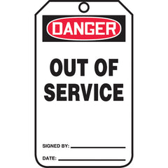 Safety Tag, Danger Out Of Service, 25/Pk, Cardstock - All Tool & Supply