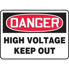 Sign, Danger High Voltage Keep Out, 10″ × 14″, Plastic - All Tool & Supply