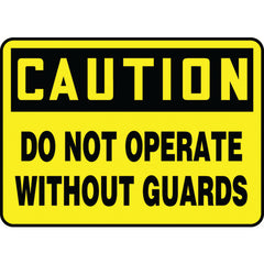 Sign, Caution Do Not Operate Without Guards, 10″ × 14″, Aluminum - All Tool & Supply