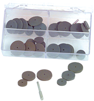 #707 Resin Bonded Rubber Kit - Small Wheel & Mandrel - Various Shapes - Equal Assortment Grit - All Tool & Supply