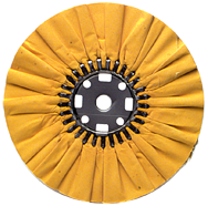 16 x 1-1/4'' (7 x 8'' Flange) - Cotton Treated - Stiff Yellow Sheeting for Non-Ferrous Metals Ventilated Bias Buffing Wheel - All Tool & Supply