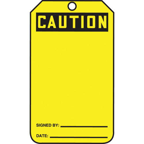 Safety Tag, Caution (Blank), 25/Pk, Cardstock - All Tool & Supply