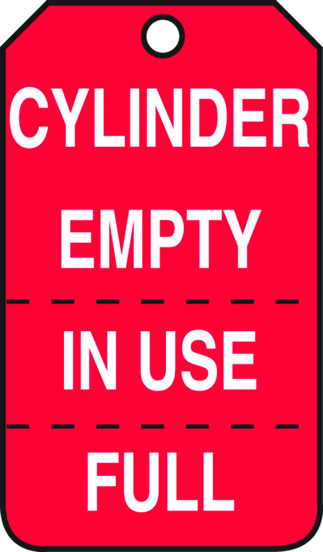 Cylinder Tag, Cylinder Empty, In Use, Full (Perforated), 25/Pk, Plastic - All Tool & Supply