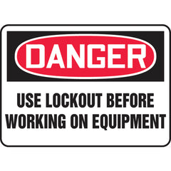 Sign, Danger Use Lockout Before Working On Equipment, 7″ × 10″, Aluminum - All Tool & Supply