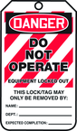 Lockout Tag, Danger Do Not Operate Equipment Locked Out, 25/Pk, Laminate - All Tool & Supply