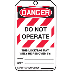 Lockout Tag, Danger Do Not Operate, 25/Pk, Cardstock - All Tool & Supply