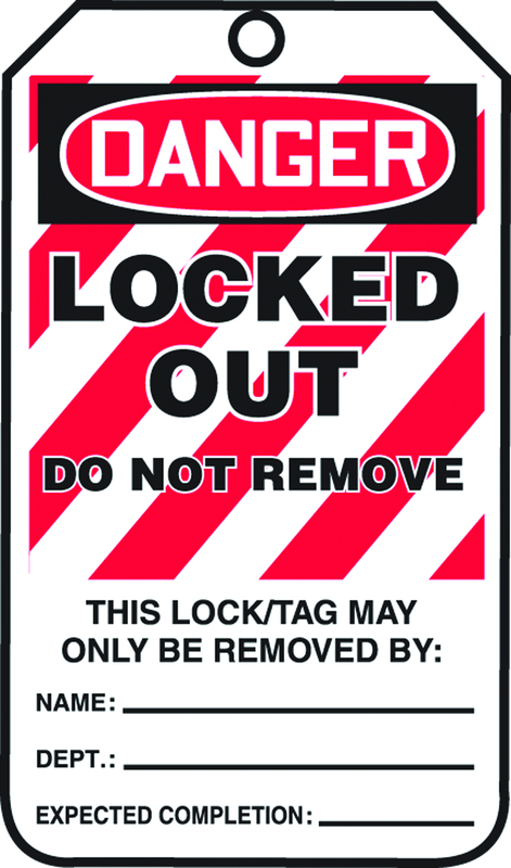 Lockout Tag, Danger Locked Out, 25/Pk, Laminate - All Tool & Supply