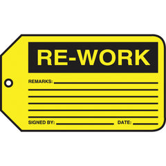 Production Control Tag, Re-Work, 25/Pk, Cardstock - All Tool & Supply