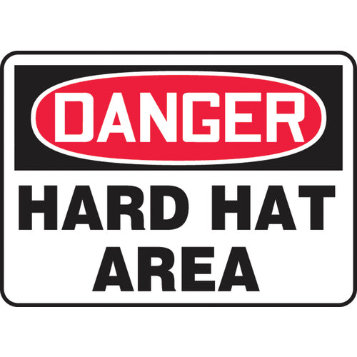 Sign, Danger Hard Hat Area, 7″ × 10″, Plastic - All Tool & Supply