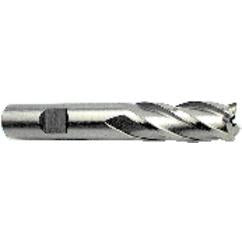 9/16 Dia. x 3-3/8 Overall Length 4-Flute Square End High Speed Steel SE End Mill-Round Shank-Non-Center Cutting-Uncoated - All Tool & Supply