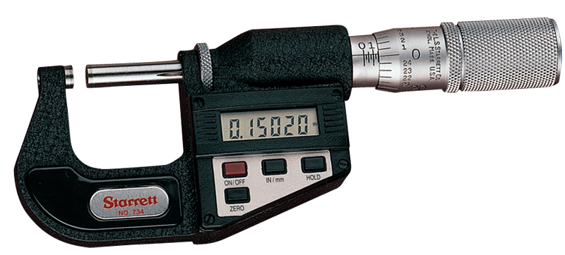 #733XFL-1 -  0 - 1" / 0 - 25mm Measuring Range - .00005/.001mm Resolution - Friction Thimble - Carbide Face - Electronic Outside Micrometer with Letter of Certification - All Tool & Supply