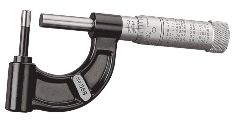 #569AXP - 0 - 1'' Measuring Range - .001" Graduation - Friction Thimble - Carbide Face - Tubing Micrometer - All Tool & Supply