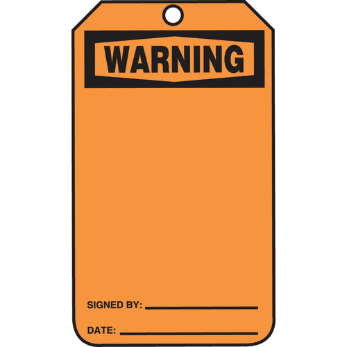 Safety Tag, Warning (Blank), 25/Pk, Cardstock - All Tool & Supply