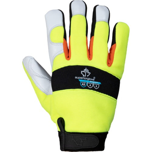 ‎High visibility mechanic gloves with 360° cut resistance and winter protection down to -15°C / 5°F