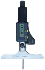 0 - 6" / 0 - 150mm Measuring Range - Friction Thimble - Electronic Depth Micrometer - All Tool & Supply