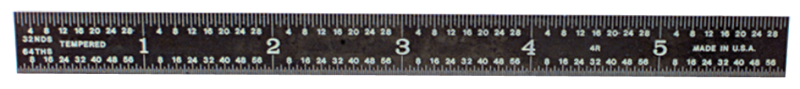 #161-024EZ - 24'' Long - 16R Graduation - 3/4'' Wide - E-Z Read Black Chrome Flexible Scale - All Tool & Supply