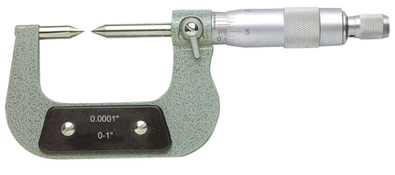 1 - 2'' Measuring Range - .0001 Graduation - Ratchet Thimble - High Speed Steel Face - Point Micrometer - All Tool & Supply