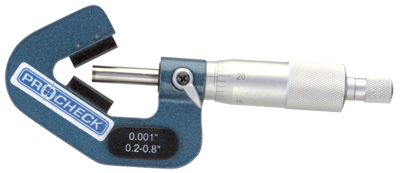 .2 - 1'' Measuring Range - .001 Graduation - Ratchet Thimble - High Speed Steel Face - 5-Flute V-Anvil Micrometer - All Tool & Supply