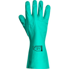 Chemical and puncture resistant gloves that provide a wide area of protection