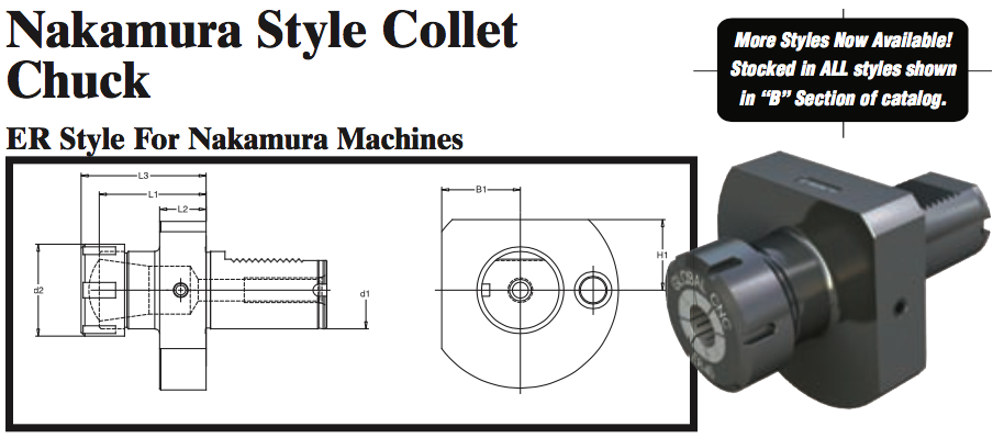 Nakamura Style Collet Chuck (ER Style For Nakamura Machines) - Part #: NK53.3025 - All Tool & Supply