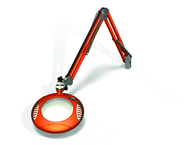 Green-Lite® 6" Brilliant Orange Round LED Magnifier; 43" Reach; Table Edge Clamp - All Tool & Supply