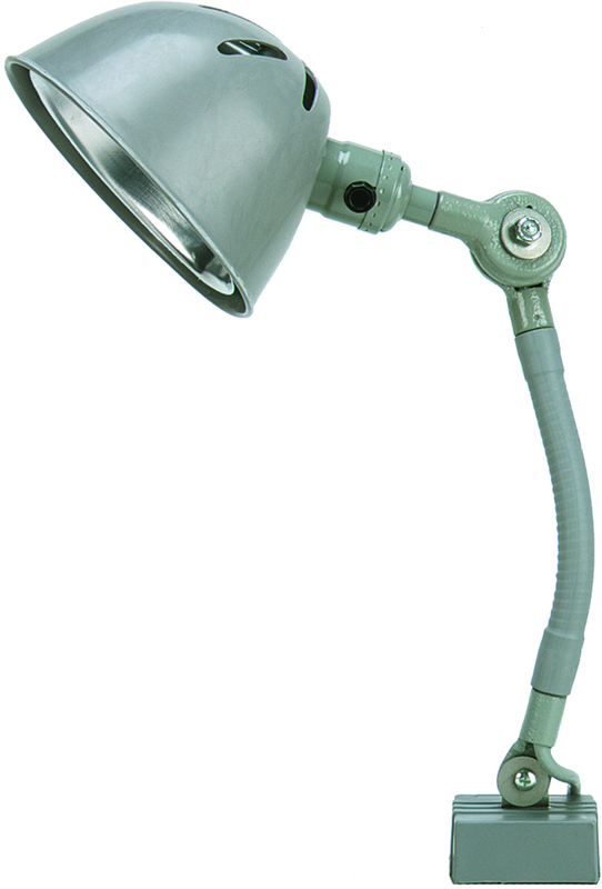 9" Uniflex Machine Lamp; 120V, 60 Watt Incandescent Light, Magnetic Base, Oil Resistant Shade, Gray Finish - All Tool & Supply