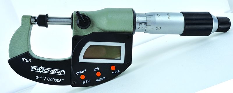 IP65 Electronic Micrometer - 0-1"/24.4mm Range - .00005"/.001mm Resolution - Output S4 Connector (Not IP) - All Tool & Supply