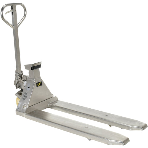 Low Pro SS Pallet Truck-Scale 5K 20 × 48 5/8 - Exact Industrial Supply