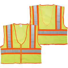 ‎Class 2 Mesh Vest; Contrasting Color Strip, Zipper Closure, Inside Pocket - 2XL - All Tool & Supply