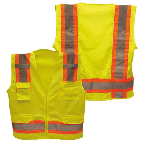 ‎Class 2 Hi-Vis Vest; DOT Strips, Zipper Closure, 6 Pockets - 3XL - All Tool & Supply