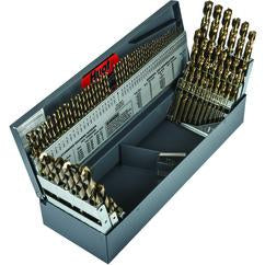 114 Pc. 3 in 1 (1/16" - 1/2" by 64ths / 1-60 / 1mm thru 13mm x.5mm) Cobalt Bronze Oxide Jobber Drill Set - All Tool & Supply